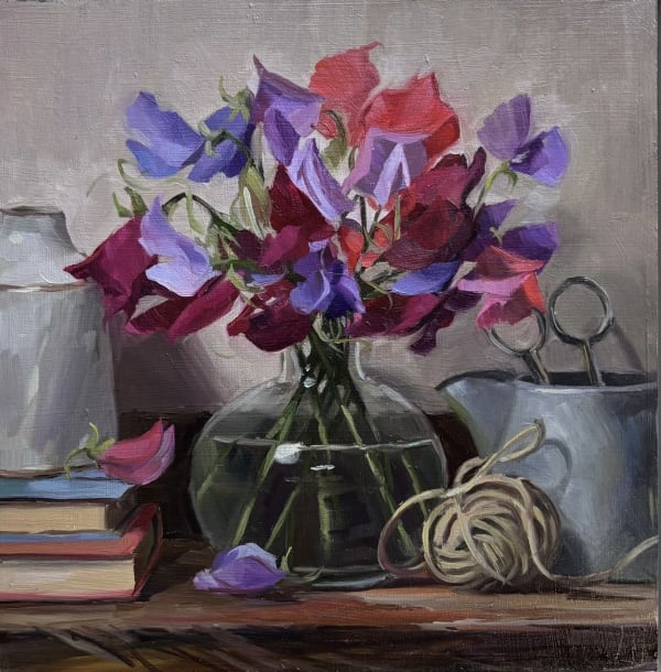Louise Hawkins, Bright Sweet Peas with String