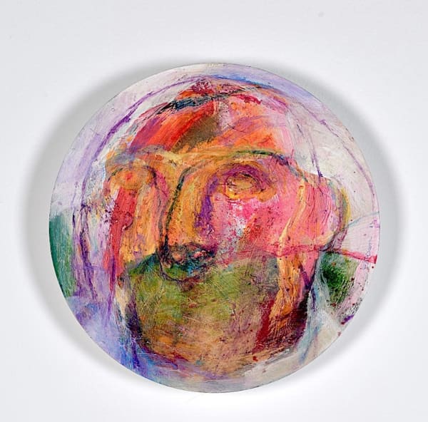 Ebtisam Al Saffar The Remaining Face 3, 2022 Mixed media on wood 30 x 30 cm