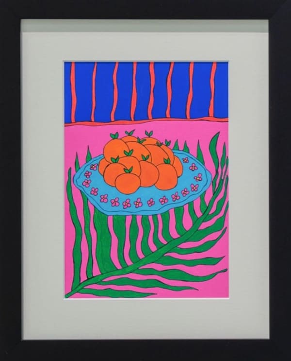 Anfal Al-Kandari She loves Mandarin, 2023 Acrylic on paper 17.8 x 25.4 cm