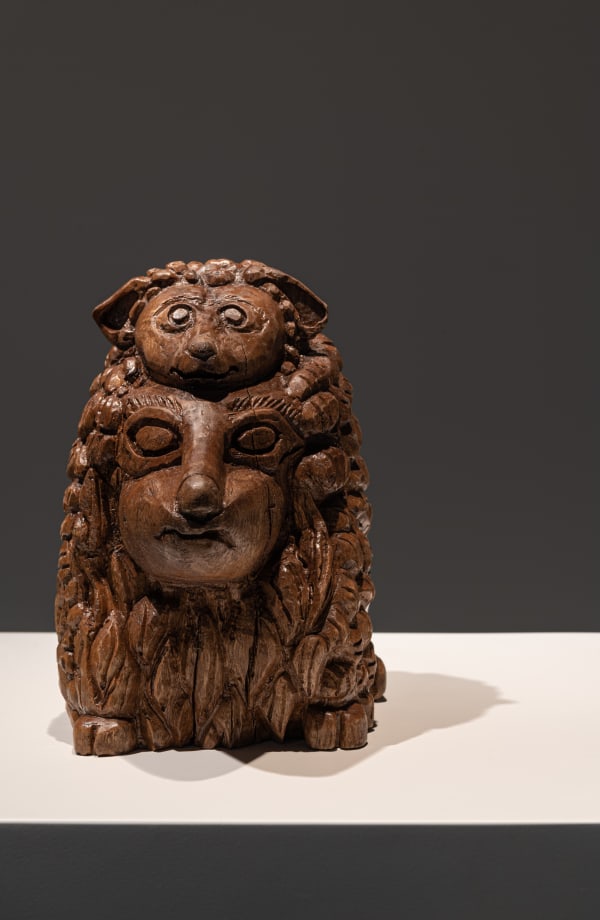 Abeer Al Kuwari A Wolf in Sheep’s Clothing, 2025 Wood 23 x 15 x 20 cm