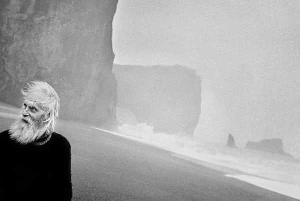 ‘His face seemed to reach right back to the Vikings’ … the farmer takes a walk along the black volcanic beach.