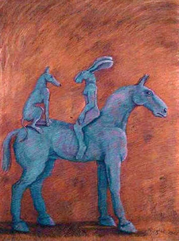 Conversation on a Horse, 2001 42 x 30 in.