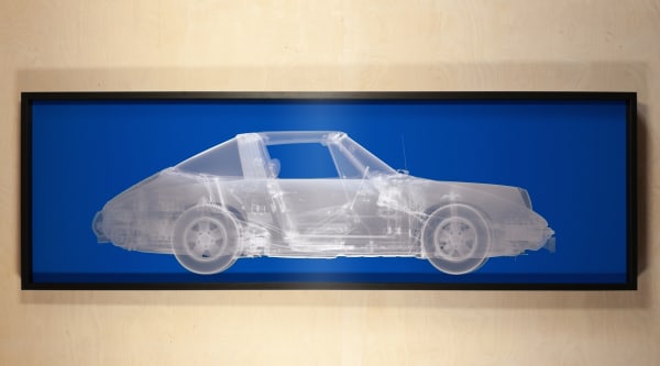 Silver Porsche 911 on Blue, 2025 25 x 81 in., Ed. 25