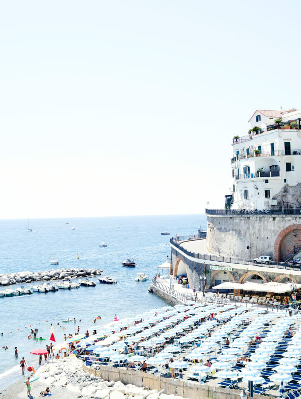 blue umbrellas of atrani, 2018 40 x 30 in., Ed. 7 & 3AP 57 x 43 in., Ed. 7 & 3AP 77 x 58 in., Ed. 7 & 3AP 93 x 70 in., Ed. 4