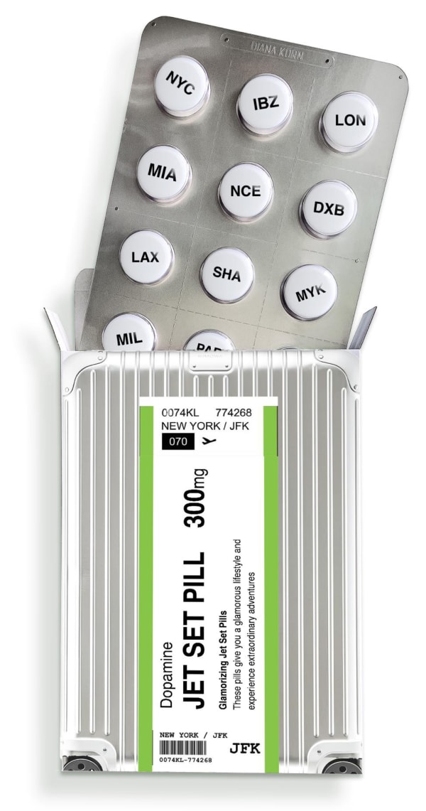 Jet Set Pill 1, 2024 39 3/8 x 15 3/4 x 4 in., Ed. 8 51 1/5 x 20 1/8 x 5 1/8 in., Ed. 8 63 x 24 1/4 x 5 7/8 in., Ed. 8