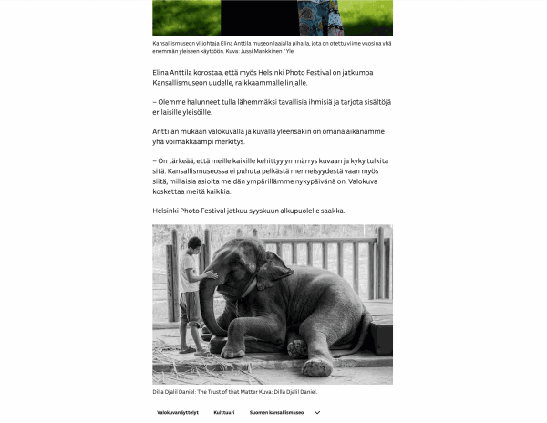 Harvinainen ratkaisu: koronapandemia sai valokuvanäyttelyn kipuamaan Kansallismuseon muureille