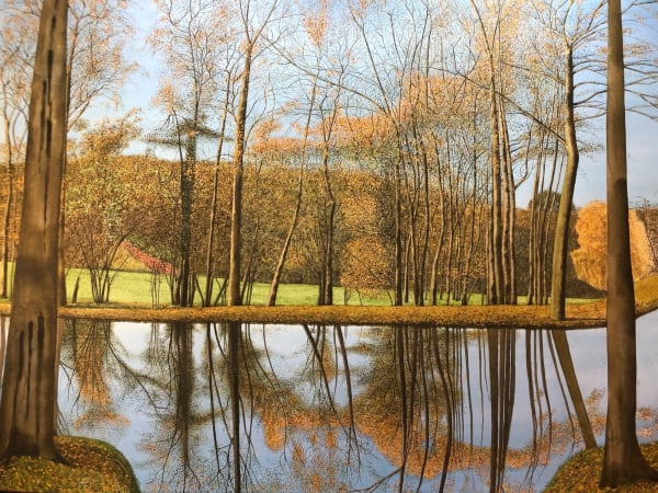 'A Peaceful Late Autumn Afternoon, Lemington Lakes', watercolour, 102cm x 127cm