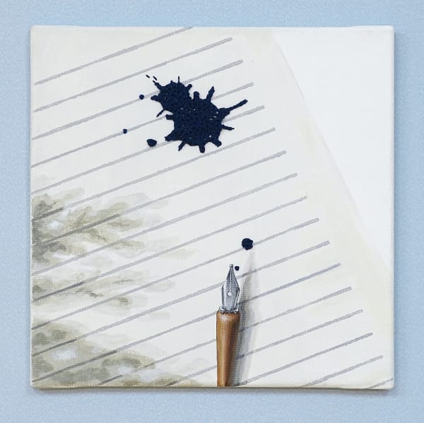 Youngwha Song Ls Pen D Blue 30X30 Acryl Yarn On Canvas