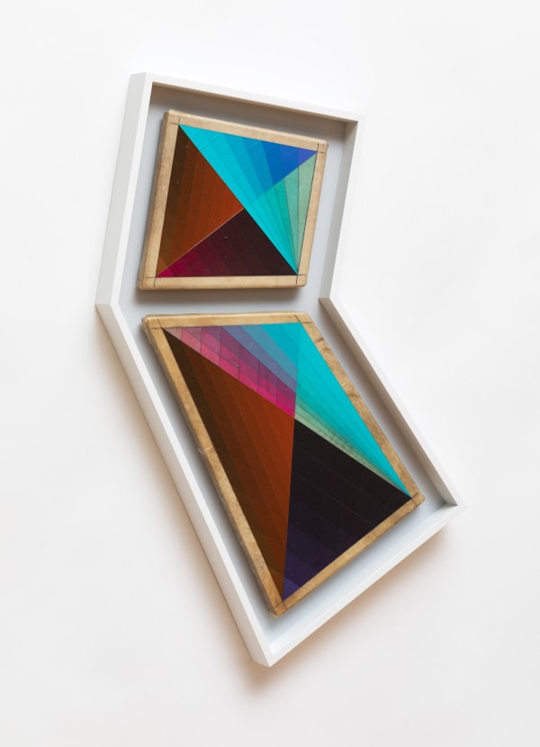 Jeffrey Gibson Love Will Tear Us Apart Acrylic and graphite on rawhide over wood panel 2" Wide