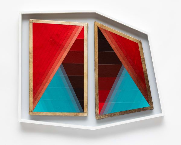 Jeffrey Gibson I Try Acrylic and graphite on rawhide over wood panel 2" Wide