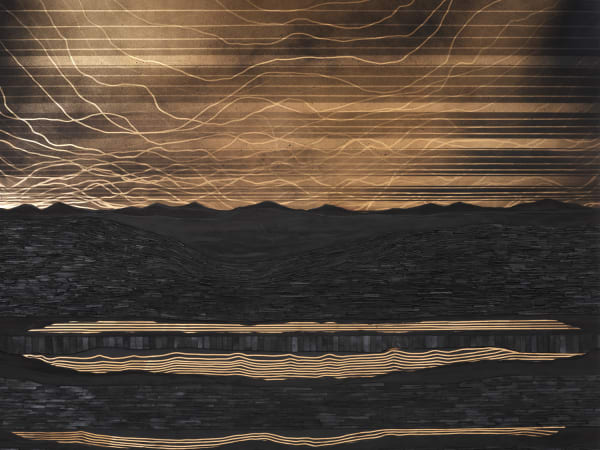 Teresita Fernández Dark Earth (Subterranean) (detail), 2019 Solid charcoal and mixed media on chromed panel 80 x 64 x 2 in.