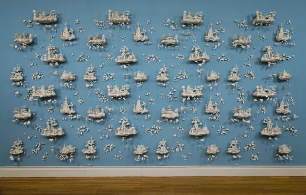 Beth Katleman Folly, 2010 Porcelain, wire, heat-shrink tubing 96 x 216 x 11 in. Custom 3/4 layout, edition 5