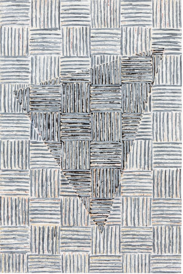 McArthur Binion dna study: mini: nine, 2014 Ink, oil paint stick, and paper on board 24 x 36 x 2 in