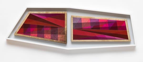 Jeffrey Gibson Close To Me Acrylic and graphite on rawhide over wood panel 2" wide