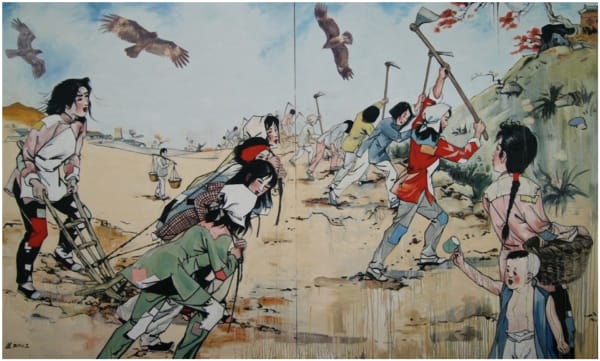 Hung Liu The Heroines, 2012 Oil on canvas 96 x 160 inches