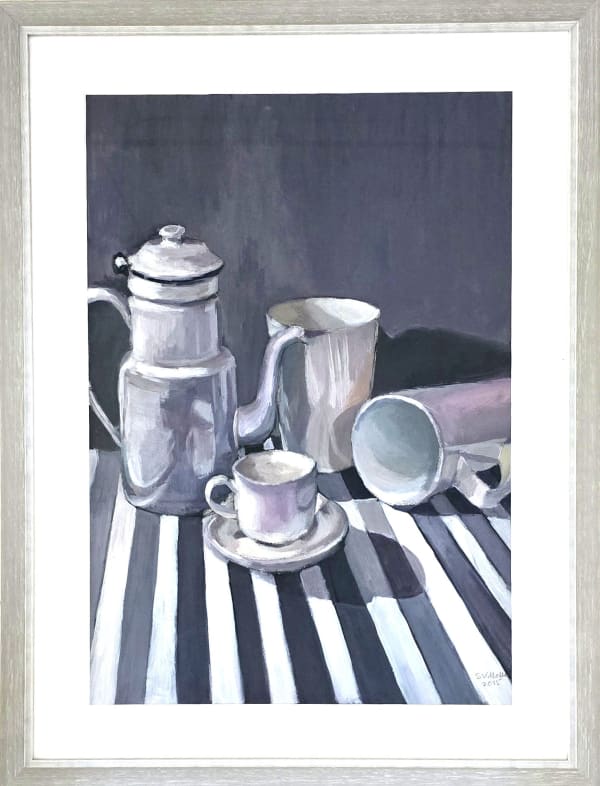 Stephanie Villalba, Coffee Pot and cups, 2015
