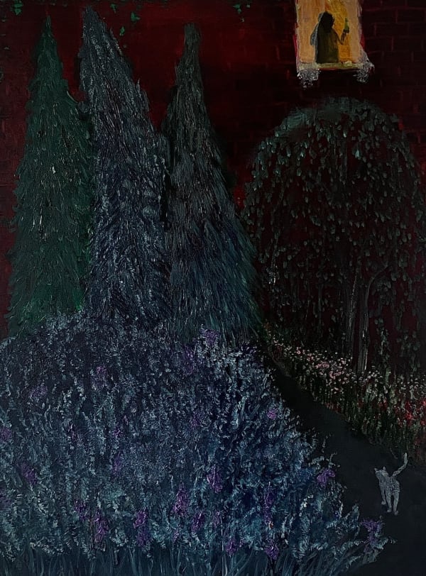 Mary de Vincentis Hold back the night, 2023 Oil on panel 24 × 18 in | 60.96 × 45.72 cm