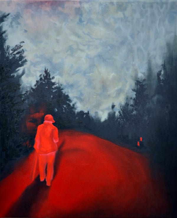 Lauryn (Red) Welch Red Walker, 2024 Oil and Cyanotype on canvas 29 9/10 × 24 in | 76 × 61 cm