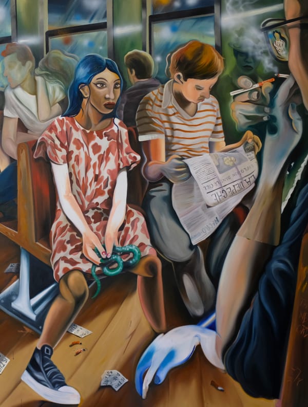 Yann Leto The day after, 2024 Oil and airbrush on linen 74 × 57 1/10 in | 188 × 145 cm