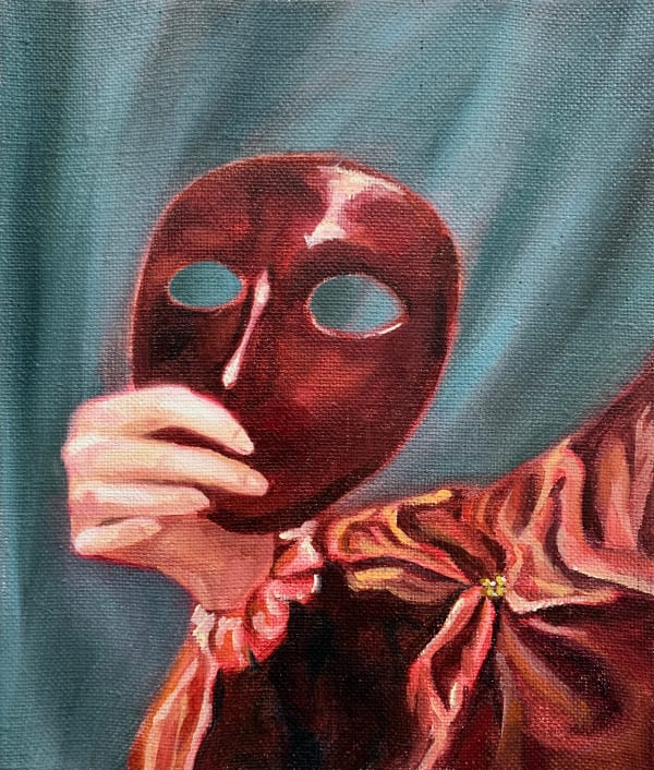 Xu Yang Mask, 2020 Oil on canvas 9 1/10 × 7 9/10 × 1 1/5 in 23 × 20 × 3 cm