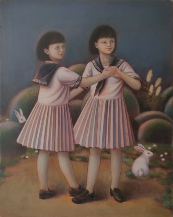 SunJing Rabbits Garden, 2023 Acrylic on paper 22 × 22 2/5 in | 56 × 57 cm