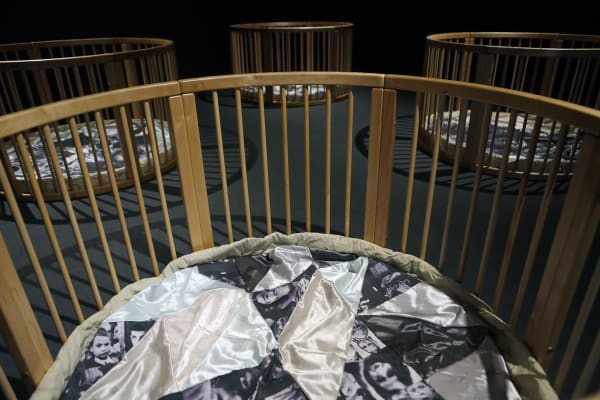 Gülsün Karamustafa, Swaddling the Baby, 2019 Installation shot