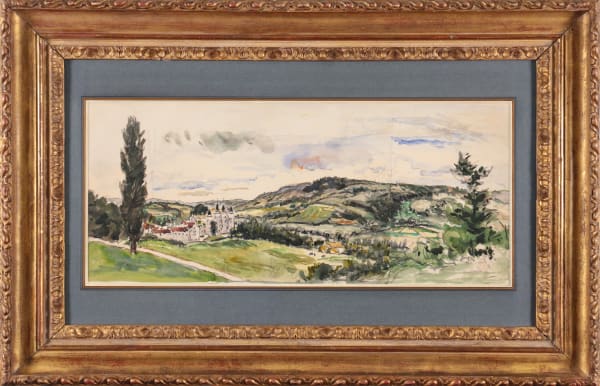 Johan Barthold JONGKIND, Paysage avec le château de Pupetières , 1873, Aquarelle, pierre noire et gouache sur papier