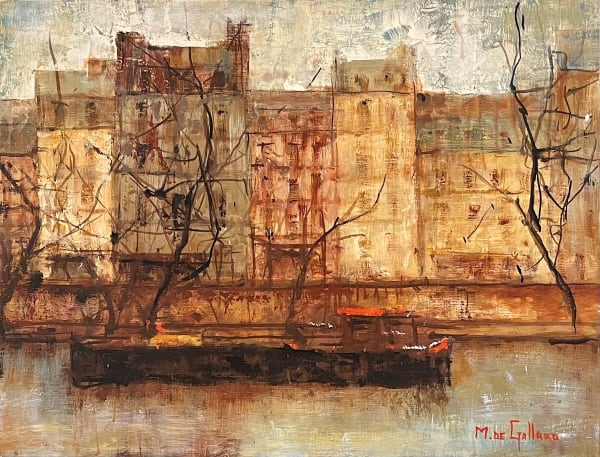 Peinture / Painting Michel de Gallard, Paris, les quais, 2000 circa