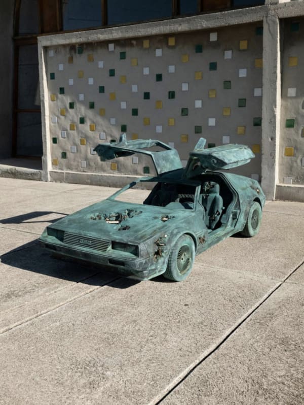 Daniel ARSHAM Bronze Eroded Delorean 1:2, 2022 © Courtesy of the artist and Perrotin.
