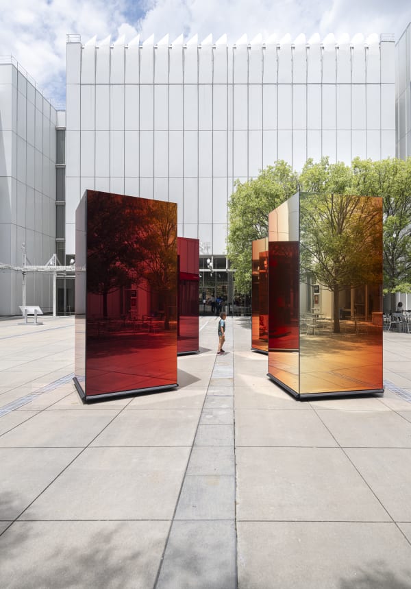 Sabine Marcelis, PANORAMA, 2024, Colored Mirror, two pieces made from 40 ft containers. © Fredrik Brauer, Courtesy of High Museum of Art, Atlanta.