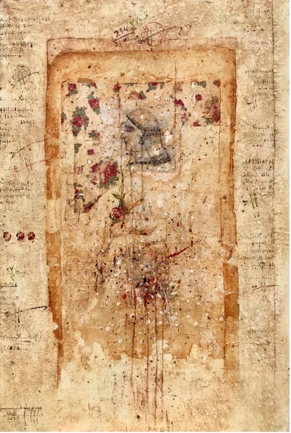 Desert Princess, 2021 George Baylouni Acrylic and Collage on Fabric