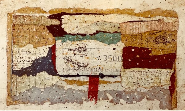 Resurrection, 2022 George Baylouni Acrylic and Collage on Fabric