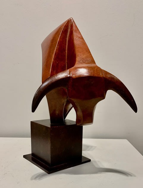A bronze bull sculpture by Marie Ackers
