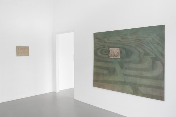 Installation photograph of Liva Jo Juul Streich’s Traces exhibition (2025) at Alice Folker Gallery, highlighting the visual relationship between the artworks on display.