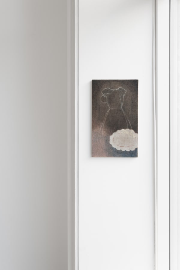 Installation photograph of Liva Jo Juul Streich’s Traces exhibition (2025) at Alice Folker Gallery, highlighting the visual relationship between the artworks on display.