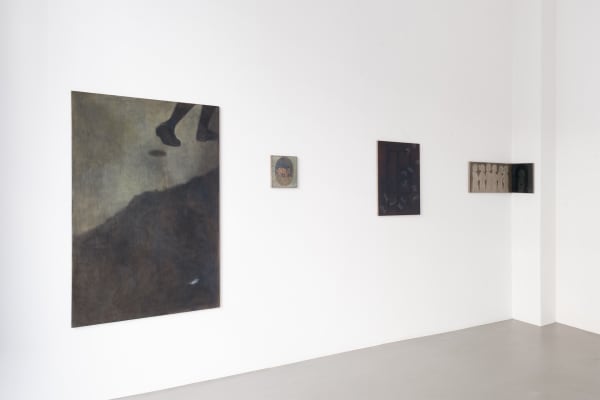 Installation photograph of Liva Jo Juul Streich’s Traces exhibition (2025) at Alice Folker Gallery, highlighting the visual relationship between the artworks on display.