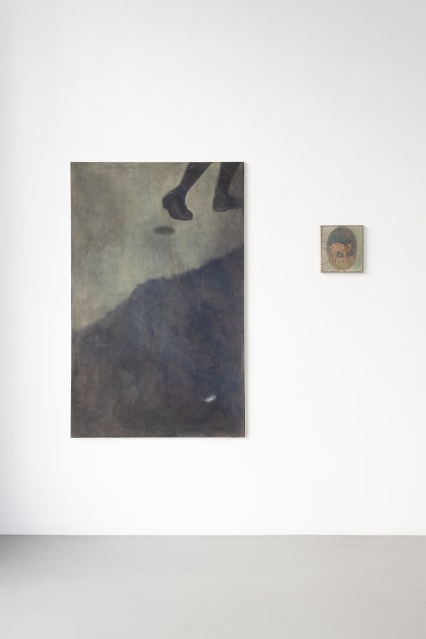 Installation photograph of Liva Jo Juul Streich’s Traces exhibition (2025) at Alice Folker Gallery, highlighting the visual relationship between the artworks on display.