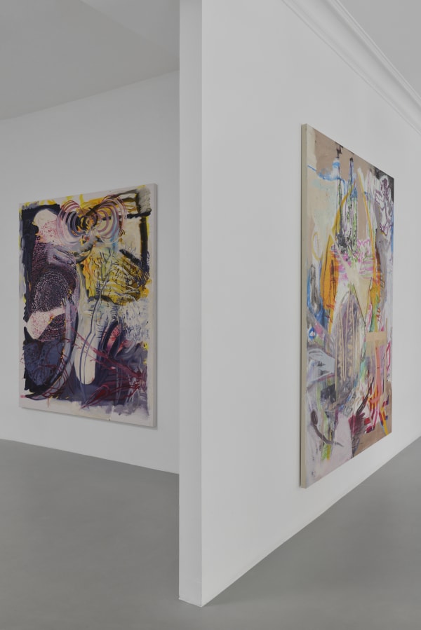 Installation view of Asger Harbou Gjerdevik’s 2025 In Motion exhibition at Alice Folker Gallery, showing multiple oil on canvas paintings displayed on gallery walls.