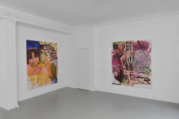 Installation view of Asger Harbou Gjerdevik’s 2025 In Motion exhibition at Alice Folker Gallery, showing multiple oil on canvas paintings displayed on gallery walls.