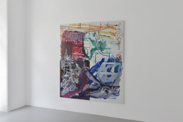 Installation photograph showing Asger Harbou Gjerdevik’s In Motion (2025) at Alice Folker Gallery, including wall-mounted oil on canvas artworks.