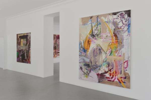 Installation view of Asger Harbou Gjerdevik’s 2025 In Motion exhibition at Alice Folker Gallery, showing multiple oil on canvas paintings displayed on gallery walls.