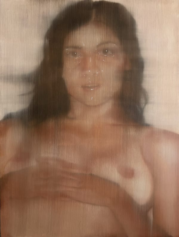 Jen Deluna Looking Forward 2024 Oil On Wood Panel 18 X 24 In Before Crop