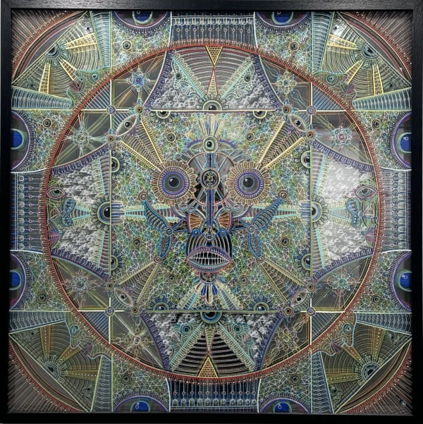 Léonard Combier Sans titre, 2024 Posca sur plexiglas et miroirs 100 x 100 cm (LC 099)