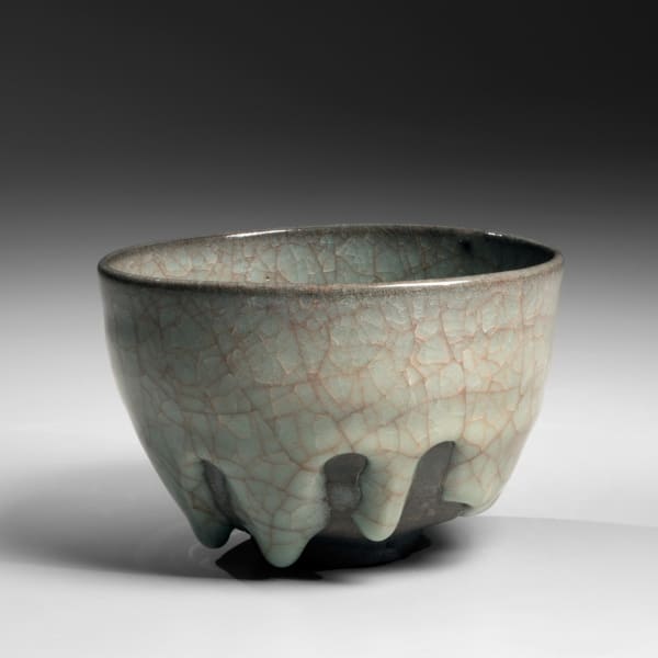 Okabe Mineo Rice-colored dripping, craquelure celadon teabowl ca. 1970 Glazed stoneware 3 3/4 x 5 1/2 x 5 1/4 in. Inv# 9942 SOLD