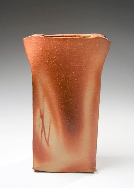 Isezaki Jun (b. 1936) Large rectangular bizen vessel with extended, pinched upper edges 2000 Unglazed Bizen Stoneware 17 x 8 x 3 1/2 in. Inv# 10071 SOLD