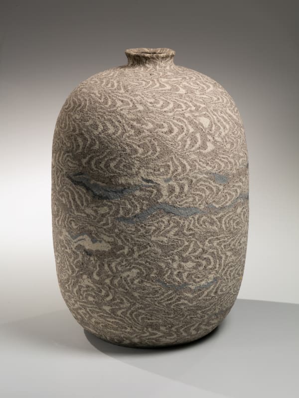 Matsui Kōsei Early and rare neriage vessel with sand-blasted surface 1973 Marbleized stoneware 16 1/2 x 11 1/4 x 10 3/4 in. Inv# 10265 SOLD