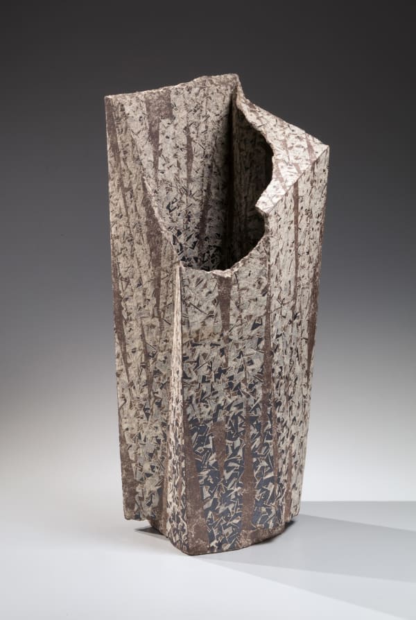 Wada Morihiro Hassanmonki "Linear Cedar-patterned" vessel 1990 Slip-glazed stoneware 25 3/8 x 12 x 10 in. Inv# 10364 SOLD