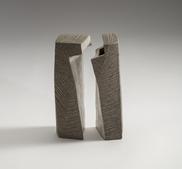 Hoshino Kayoko (b. 1949) Separating Flower Vase 2017 Stoneware with ash and silver glazes 9 1/4 x 5 x 3 1/4 inches Inv# 10650 SOLD