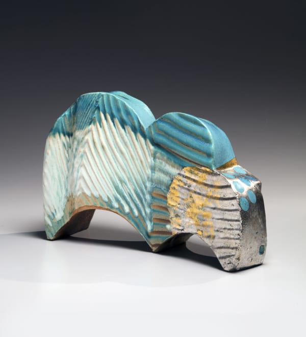 Hayashi Kaku (b. 1953) Cloudy Now; Fine Later 2018 Glazed stoneware with gold and platinum overglazes 9 x 13 1/2 x 5 3/4 inches Inv# 10884 SOLD
