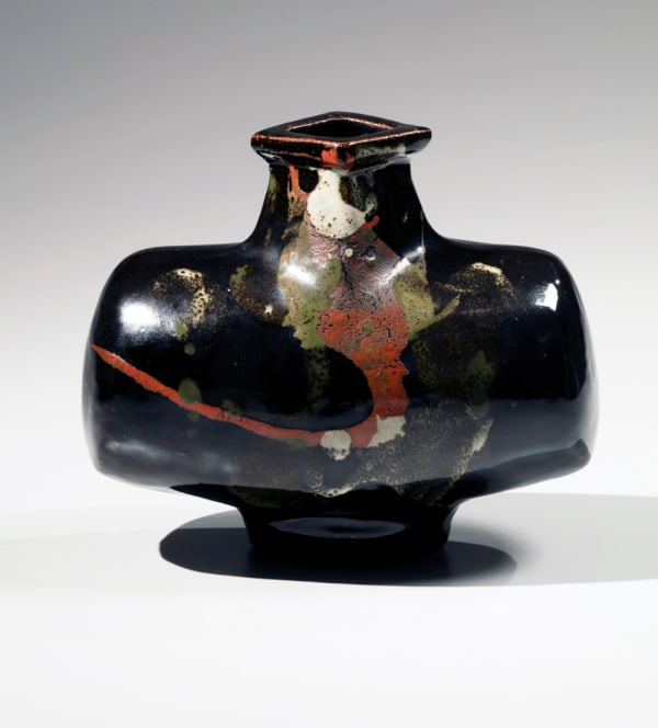 Kawai Kanjirō (1890-1966) Vessel with tri-color splashed decoration ca. 1955 Glazed stoneware 7 1/2 x 9 x 5 3/4 inches Inv# 10739 SOLD